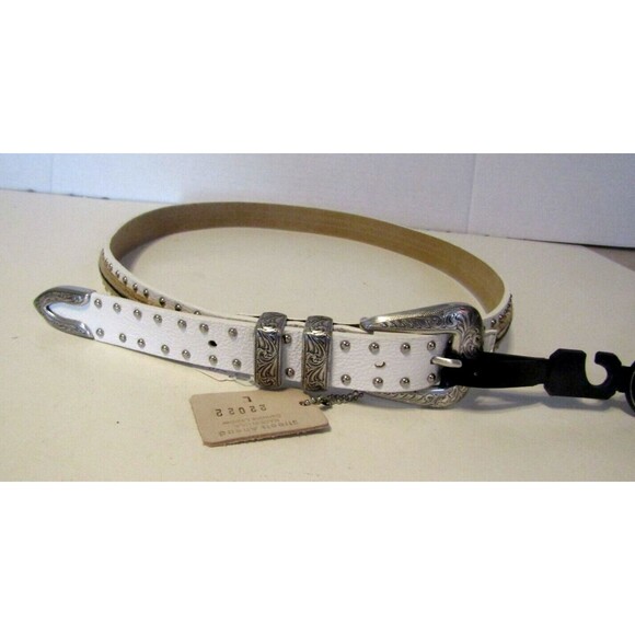 Streets Ahead Belt NWT White Leather Western USA Made Size L 22022 - Picture 2 of 9